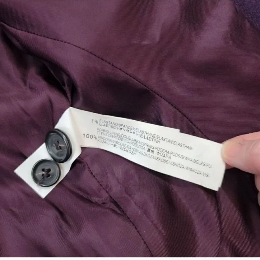 NEW Zara Woman Wool Blend Ruffle Neck Blazer Jacket in Plum Purple Size XL - Picture 8 of 13